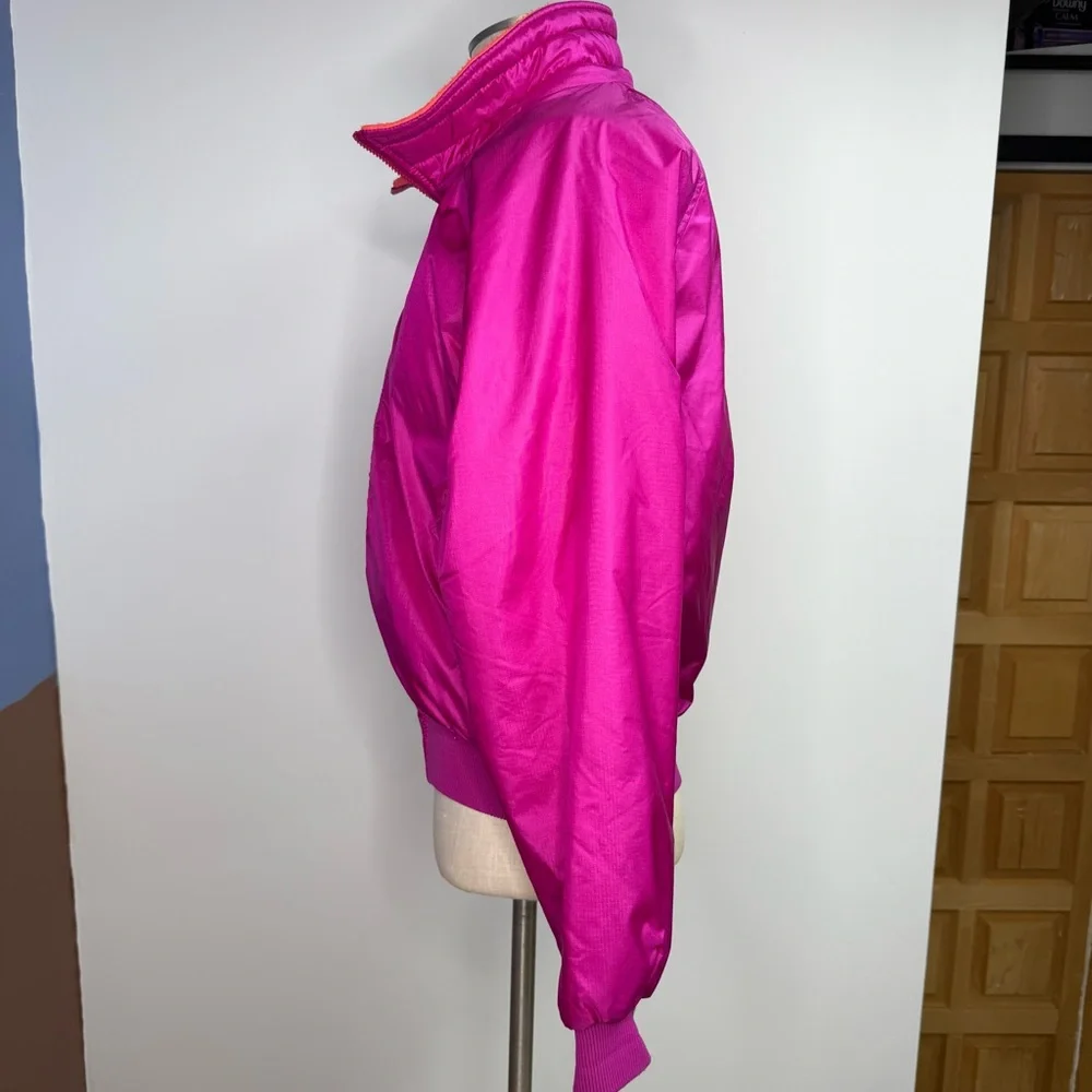 Vintage Columbia Women's Fleece Lined Nylon Jacket Large Fuchsia Pink Orange - Picture 2 of 11